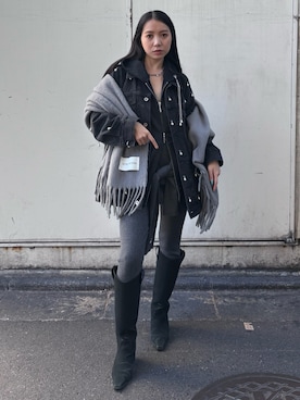 「アイテム（レギンス/スパッツ）」を使った、JOSE MOONさん（レディース・163cm）の冬コーディネート