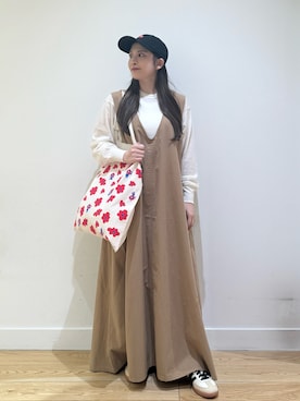 「アイテム（ジャンパースカート）」を使った、あきらさん（レディース・149cm）の秋コーディネート