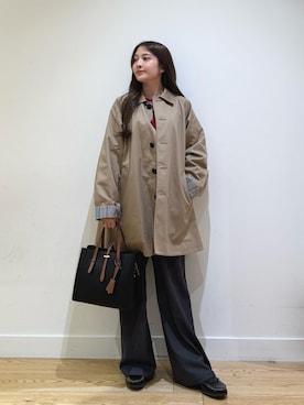 「アイテム（ステンカラーコート）」を使った、あきらさん（レディース・149cm）の秋コーディネート