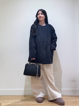 「アイテム（ピーコート）」を使った、あきらさん（レディース・149cm）の冬コーディネート