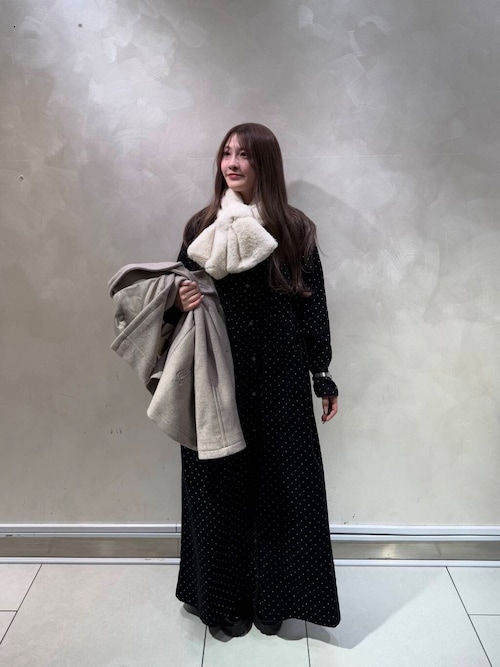 新品アーバンリサーチ★ファーティペット付上質ウール混ノーカラーコートグレー★3点以上落札で宅急便送料無料!平日15時入金分当日発送可 アーバンリサーチ] DOORSフォックスファーティペット ティペット