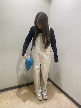 「アイテム（オールインワン・サロペット、ホワイト系）」を使った、あきらさん（レディース・149cm）の秋コーディネート