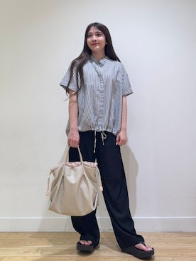 「URBAN RESEARCH DOORS（アーバンリサーチドアーズ）の『UVカット/接触冷感/吸水速乾』ドライタッチリラックスパンツ（その他パンツ）」を使った、あきらさん（レディース・149cm）の夏コーディネート