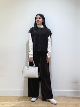 「アイテム（ベスト）」を使った、あきらさん（レディース・149cm）の秋コーディネート