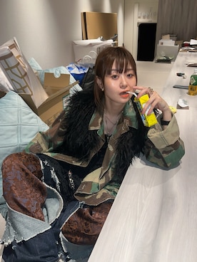 「リメイクデニム」｜「アイテム（トップス）」を使った、sk0073さん（レディース・161cm）の冬コーディネート
