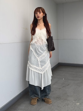 「SLY（スライ）のアイテム」を使った、永田紗也佳さん（レディース・156cm）の夏コーディネート