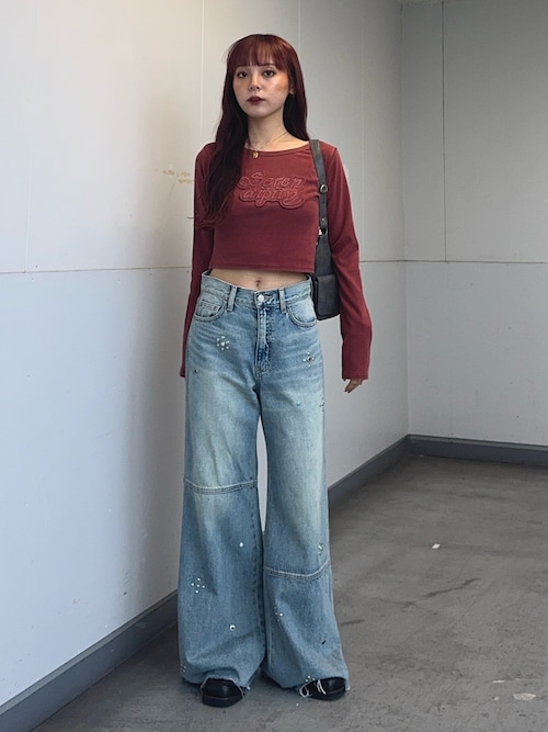 SLY（スライ） ジーンズ デニム デニムパンツ STUDS SEAM DESIGN FLARE