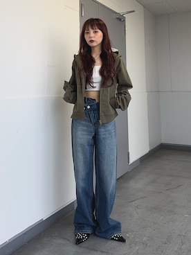 「SLY（スライ）のアイテム」を使った、永田紗也佳さん（レディース・156cm）の春コーディネート