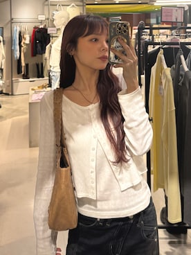 「アイテム（アンサンブル）」を使った、永田紗也佳さん（レディース・156cm）の春コーディネート