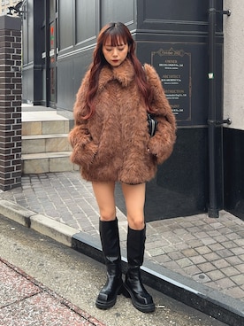 「アイテム（ブーツ）」を使った、永田紗也佳さん（レディース・156cm）の秋コーディネート