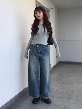 「SLY（スライ）のアイテム」を使った、永田紗也佳さん（レディース・156cm）の冬コーディネート