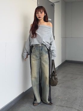 「SLY（スライ）のアイテム（バッグ）」を使った、永田紗也佳さん（レディース・156cm）の冬コーディネート