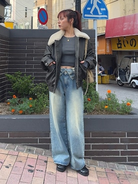 「アイテム（ブルゾン）」を使った、永田紗也佳さん（レディース・156cm）の秋コーディネート