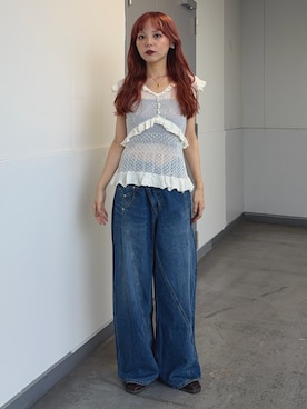 「THROW by SLY（スローバイスライ）のアイテム」を使った、永田紗也佳さん（レディース・156cm）の夏コーディネート