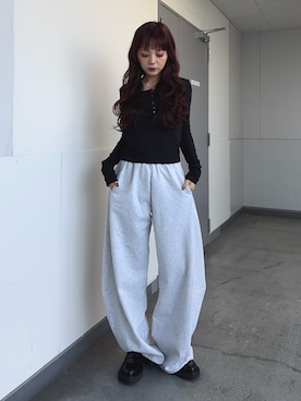 「SLY（スライ）のアイテム」を使った、永田紗也佳さん（レディース・156cm）の冬コーディネート