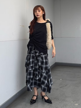「SLY（スライ）のアイテム」を使った、永田紗也佳さん（レディース・156cm）の夏コーディネート
