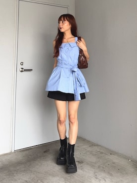 「ショートパンツ」｜永田紗也佳さん（骨格ウェーブ・レディース・156cm）の夏コーディネート