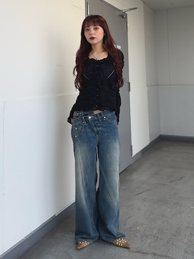 「SLY（スライ）のアイテム（トップス）」を使った、永田紗也佳さん（レディース・156cm）の春コーディネート