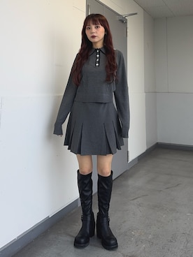 「SLY（スライ）のアイテム（スカート）」を使った、永田紗也佳さん（レディース・156cm）の春コーディネート