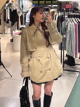 「SLY（スライ）のアイテム（バッグ）」を使った、永田紗也佳さん（レディース・156cm）の冬コーディネート