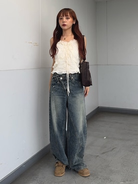 「フェススタイル」｜「アイテム（ローファー）」を使った、永田紗也佳さん（レディース・156cm）の夏コーディネート