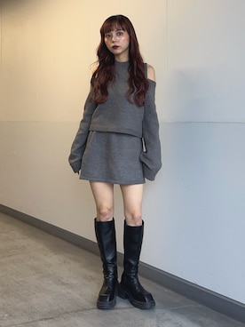 「アイテム（セットアップ）」を使った、永田紗也佳さん（レディース・156cm）の秋コーディネート