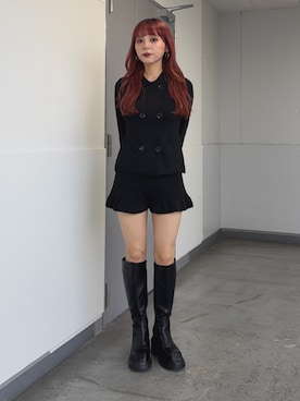 「SLY（スライ）のアイテム（パンツ）」を使った、永田紗也佳さん（レディース・156cm）の秋コーディネート
