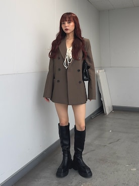 「アイテム（ショルダーバッグ）」を使った、永田紗也佳さん（レディース・156cm）の秋コーディネート
