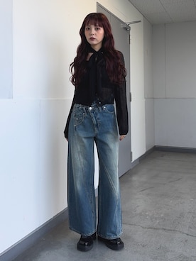 「SLY（スライ）のアイテム」を使った、永田紗也佳さん（レディース・156cm）の冬コーディネート