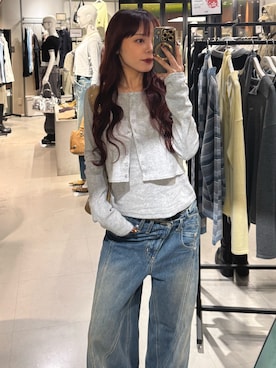 「アイテム（アンサンブル）」を使った、永田紗也佳さん（レディース・156cm）の春コーディネート