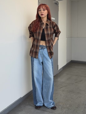 「THROW by SLY（スローバイスライ）のアイテム」を使った、永田紗也佳さん（レディース・156cm）の夏コーディネート