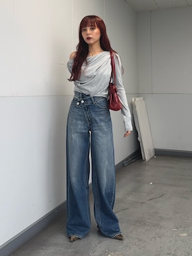 「アイテム（サンダル）」を使った、永田紗也佳さん（レディース・156cm）の秋コーディネート