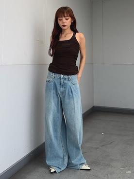 「SLY（スライ）のアイテム」を使った、永田紗也佳さん（レディース・156cm）の夏コーディネート