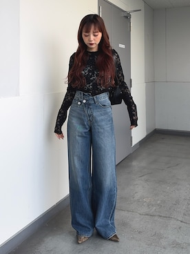 「SLY（スライ）のアイテム（バッグ）」を使った、永田紗也佳さん（レディース・156cm）の冬コーディネート