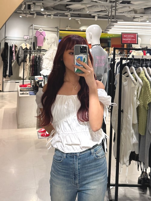 セール】GATHER RIBBON BL ギャザー リボン ブラウス 半袖 夏服