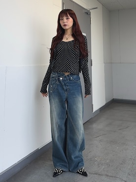 「アイテム（アンサンブル）」を使った、永田紗也佳さん（レディース・156cm）の春コーディネート