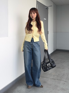 「SLY（スライ）のアイテム」を使った、永田紗也佳さん（レディース・156cm）の冬コーディネート