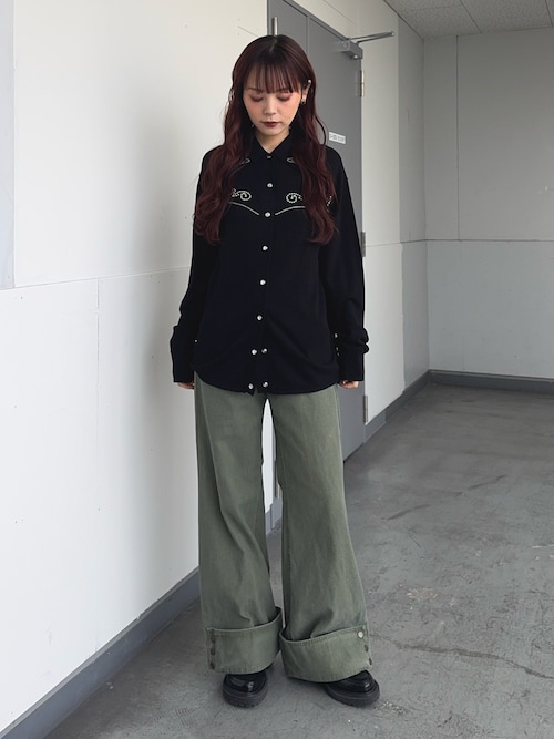sly WESTERN STUDS KNIT シャツ 黒 SLY | WESTERN STUDS KNIT シャツ (シャツ・ブラウス ) |SHEL'TTER