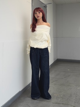 「SLY（スライ）のアイテム（Tシャツ/カットソー）」を使った、永田紗也佳さん（レディース・156cm）の秋コーディネート