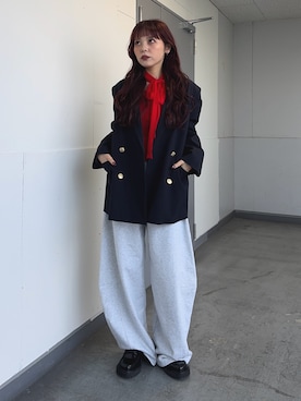 「SLY（スライ）のアイテム」を使った、永田紗也佳さん（レディース・156cm）の冬コーディネート