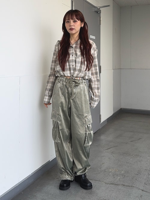 WASHED SATIN CARGO PT ウォッシュドサテンカーゴパンツ 春服（カーゴ