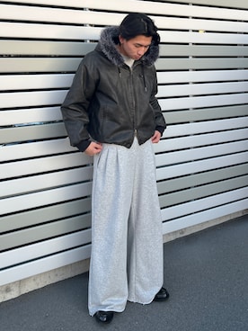 「アイテム（スウェットパンツ）」を使った、taiyo.さん（メンズ・172cm）の冬コーディネート