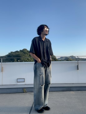 「アイテム（メガネ）」を使った、オッポチュニティ先輩さん（メンズ・182cm）の秋コーディネート