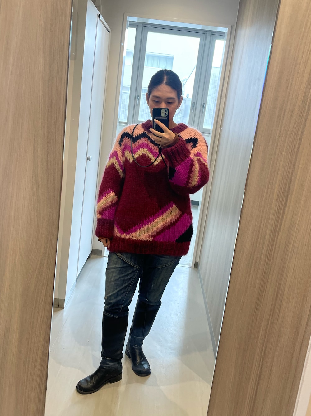 MACPHEE（マカフィー）の「カラーインターシャ クルーネックプル