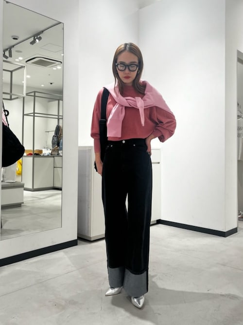 CITEN＞ラメ ロールアップ ワイドデニム（デニムパンツ）｜CITEN