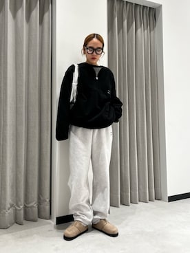 「ベーシック/トラッド」｜「アイテム（スウェットパンツ）」を使った、aono_ciさん（レディース・160cm）の冬コーディネート