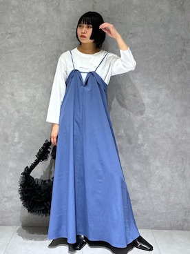 「ブルーワンピース」｜「アイテム（ワンピース/ドレス）」を使った、0801mikiさん（レディース・161cm）の春コーディネート