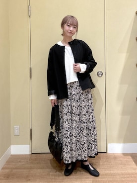 「アイテム（ノーカラージャケット）」を使った、miwa00scさん（レディース・165cm）の秋コーディネート