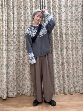 「アイテム（ハンチング/ベレー帽）」を使った、miwa00scさん（レディース・165cm）の秋コーディネート