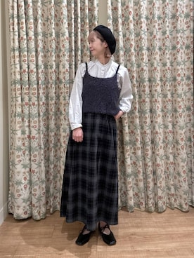 「アイテム（ハンチング/ベレー帽）」を使った、miwa00scさん（レディース・165cm・30代）の秋コーディネート